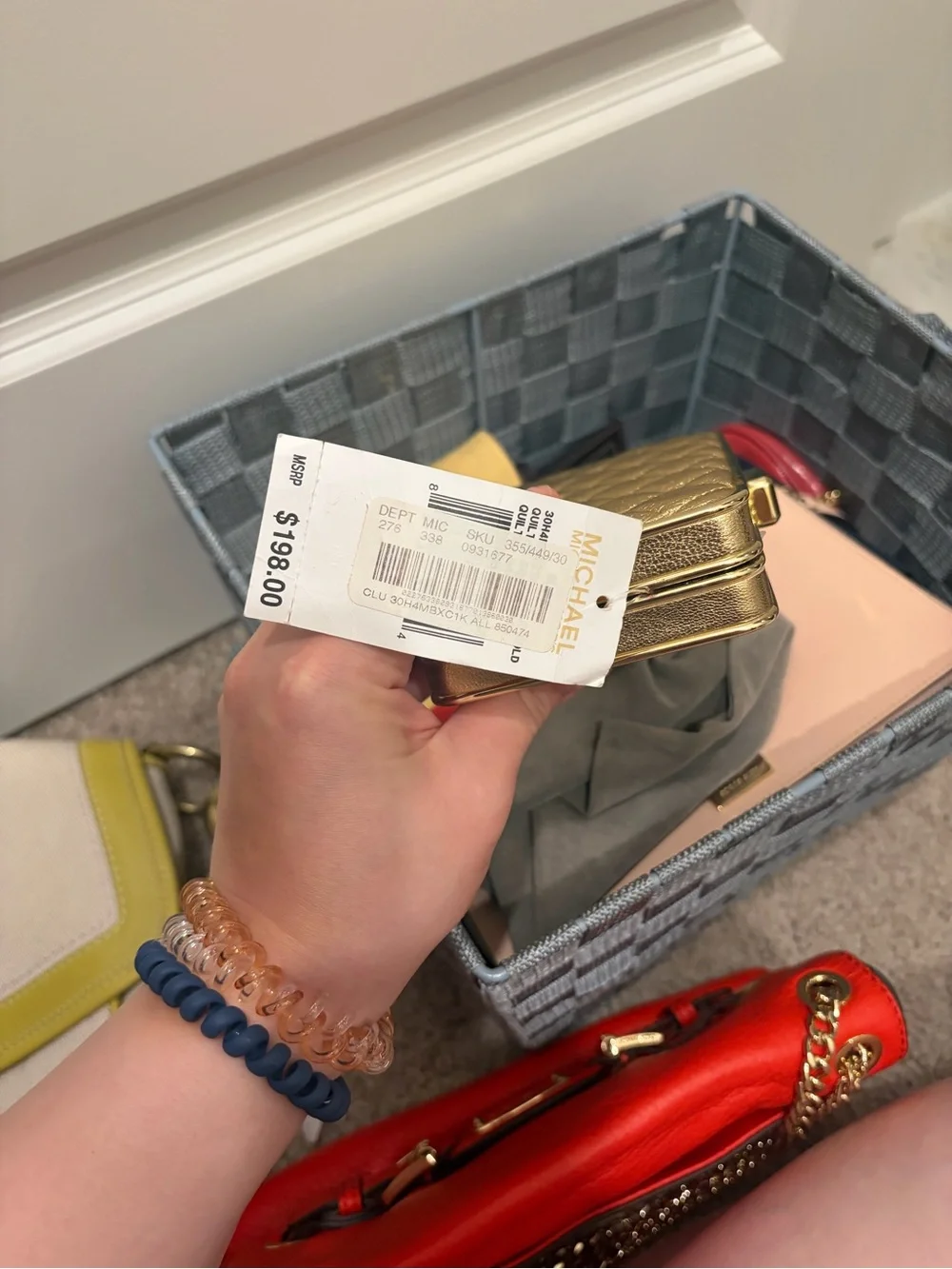 Michael Kors Gold Quilted Metallic Clutch